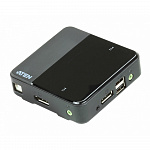 Переключатель KVM ATEN CS782DP-AT KVM+Audio+USB 2.0, 1 user USB+DisplayPort+AUDIO = 2 cpu USB+DisplayPort+AUDIO, со шнурами USB/AUDIO 2х1.8м.+ Dis