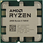 CPU AMD Ryzen 5 7600X BOX 100-100000593WOF 4.7/5.0GHz Boost,38MB,105W,AM5, with Radeon Graphics, без кулера