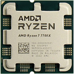 CPU AMD Ryzen 7 7700X BOX 100-100000591WOF Raphael, 5nm, C8/T16, Base 4,50GHz, Turbo 5,40GHz, RDNA 2 Graphics, L3 32Mb, TDP 105W, SAM5, без кулера