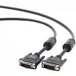 Кабель DVI-D dual link Gembird/Cablexpert , 25M/25M, 3.0м, черный, экран, феррит.кольца, пакет CC-DVI2-BK-10