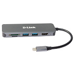 D-Link DUB-2327/A1A Док-станция с разъемом USB Type-C, 2 портами USB 3.0, 1 портом USB Type-C/PD 3.0, 1 портом HDMI и слотами для карт SD и microSD