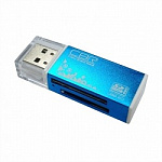 USB 2.0 Card reader CBR Human "Glam" CR-424, синий цвет, All-in-one, Micro MSM2, SD, T-flash, MS-DUO, MMC, SDHC,DV,MS PRO, MS, MS PRO DUO