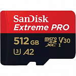 Флеш карта microSD 512GB SanDisk microSDXC Class 10 UHS-I A2 C10 V30 U3 Extreme Pro SD адаптер 200MB/s