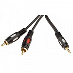 Rexant 17-4232 Шнур 3.5 Stereo Plug - 2RCA Plug 1.5М GOLD