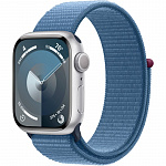 Apple Watch Series 9 GPS + Cellular 41mm Silver Aluminium Case with Winter Blue Sport Loop MRJN3ZA/A