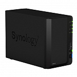 Synology DS218 Сетевое хранилище QC1,4GhzCPU/2GB DDR4/RAID0,1/up to 2hot plug HDDs SATA3,5''/2xUSB3.0,1xUSB2.0/1GigEth/iSCSI/2xIPcamup to 20/1xPS