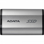 Твердотельный накопитель/ ADATA External SSD SD810, 1000GB, Type-C, USB 3.2 Gen2х2, up to R/W 2000/2000 MB/s, 72.7x44x12.2mm, Silver 5 лет