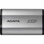Твердотельный накопитель/ ADATA External SSD SD810, 4000GB, Type-C, USB 3.2 Gen2х2, up to R/W 2000/2000 MB/s, 72.7x44x12.2mm, Silver 5 лет