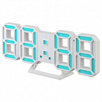 Perfeo LED часы-будильник "LUMINOUS 2", белый корпус / синяя подсветка PF-6111 PF_B4924