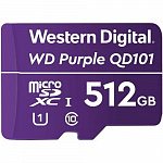 Карта памяти WD Purple SC QD101 Ultra Endurance MicroSDXC WDD512G1P0C 512ГБ Class 10 UHS 1 U1 для видеонаблюдения