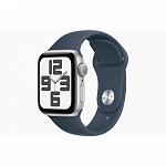 Apple Watch SE GPS 40mm Silver Aluminium Case with Storm Blue Sport Band - M/L MRE23ZP/A
