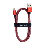 PERFEO Кабель USB2.0 A вилка - Micro USB вилка, красно-белый, длина 3 м. U4804