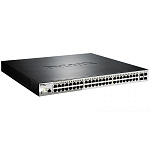 D-Link DGS-1210-52MP/ME/B2A PROJ Управляемый коммутатор 2 уровня с 48 портами 10/100/1000Base-T с поддержкой PoE и 4 портами 1000Base-X SFP