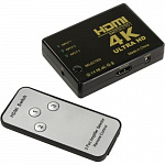 ORIENT HDMI 4K Switch HS0301H-IR 3-1, HDMI 1.4/3D, UHDTV 4K3840x2160/HDTV1080p/1080i/720p, HDCP1.2, внешний ИК приемник, пульт ДУ, питание от HDMI, пл.корпус 30675
