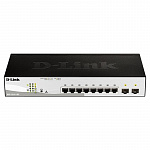 D-Link DGS-1210-10P/FL1A Управляемый коммутатор 2 уровня с 8 портами 10/100/1000Base-T и 2 портами 1000Base-X SFP 8 портов с поддержкой PoE 802.3af/802.3at 30 Вт, PoE бюджет 65 Вт