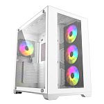 Powercase Vision White, Tempered Glass, 4х 120mm 5-color fan, белый, ATX CVWA-L4