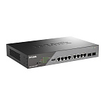 D-Link DSS-200G-10MP/A1A Настраиваемый L2 коммутатор с 8 портами 10/100/1000Base-T и 2 портами 1000Base-X SFP 8 портов PoE 802.3af/at, PoE-бюджет 130 Вт, дальность до 250 м