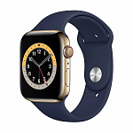 MJXM3AE/A Apple Watch Series 6 GPS + Cellular, 40 мм, сталь золотого , спортивный ремешок синий
