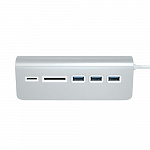 Адаптер Satechi Aluminum USB 3.0 Hub & Card Reader -Silver ST-3HCRS