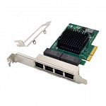 ORIENT XWT-BM19L4PE4, Сетевая карта PCI-Ex4 v2.0 4xRJ45 Gigabit Ethernet, Broadcom BCM5719 chipset, 10/100/1000 Мбит/с, 2 планки крепления в комплекте 31308