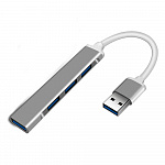 ORIENT CU-322, USB 3.0 USB 3.1 Gen1/USB 2.0 HUB 4 порта: 1xUSB3.0+3xUSB2.0, USB штекер тип А, алюминиевый корпус, серебристый 31234