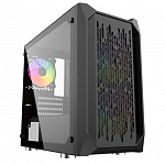 Powercase Alisio Micro X3B, Tempered Glass, 1х 120mm +2x 140mm 5-color fan, чёрный, mATX CAMIB-L3