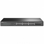 TP-Link TL-SG3428X-UPS Управляемый коммутатор JetStream уровня 2+ с 24 гигабитными портами RJ45, 4 портами SFP+ и источником бесперебойного питания