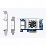 Сетевая карта/ QNAP QXG-10G2T-X710 LAN Expansion Card, PCIe Gen3 x4, Two 10GbE 10G / 5G / 2.5G / 1G / 100M Ports with SR-IOV and iSCSI, Block-based, Supports Multiple Virtual Disk Modes