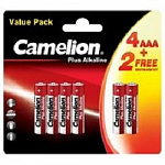 Camelion LR03 Plus Alkaline 4+2 4+2LR03-BP, батарейка,1.5В