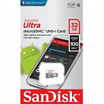 Micro SecureDigital 32Gb SanDisk Ultra® microSDHC 100MB/s Class 10 UHS-I SDSQUNR-032G-GN3MN