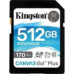 Micro SecureDigital 512Gb Kingston SDXC Class 10 UHS-I U3 V30 Canvas Go Plus 170MB/s SDG3/512GB