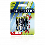 Ergolux Alkaline LR03 BL 3+1FREE LR03 BL3+1, батарейка,1.5В 4шт. в уп-ке