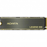 Твердотельный накопитель/ ADATA SSD LEGEND 800, 500GB, M.222x80mm, NVMe 1.4, PCIe 4.0 x4, 3D NAND, R/W 3500/2200MB/s, IOPs н.д./н.д., TBW 300, DWPD 0.55, with Heat Sink 3 года