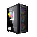 Powercase Alisio Micro X4B, Tempered Glass, 4х 120mm 5-color fan, чёрный, ATX CAXB_L4
