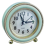 Perfeo Quartz часы-будильник "PF-TC-016", круглые диам. 10,5 см, подсветка, зелёные