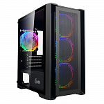 Powercase Attica X4B, Tempered Glass, 4x 120mm 5-color fan, чёрный, E-ATX CAEB-L4