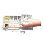 Hyperline PLEZ-8P8C-U-C6 Разъем легкой оконцовки RJ-45 8P8C под витую пару, категория 6 50 µ"/ 50 микродюймов, универсальный для одножильного и многожильного кабеля 1 шт.