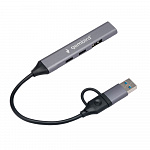 Разветвитель USB 3.0/2.0 Gembird, 4 порта: 2xType-C, 1xUSB 3.0, 1xUSB 2.0, кабель Type-C+USB UHB-C444