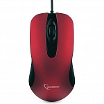Gembird MOP-400-R красный USB Мышь, бесшумный клик, 2 кнопки+колесо кнопка, 1000 DPI, soft-touch, кабель 1.45м, блистер