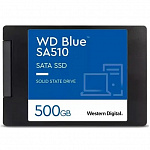 WD SSD Blue SA510, 500GB, 2.5" 7mm, SATA3, R/W 560/510MB/s, IOPs 90 000/82 000, TBW 200, DWPD 0.2 12 мес.