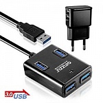 HUB GR-384UAB Ginzzu USB 3.0 4 port + adapter