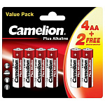 Camelion LR6 Plus Alkaline 4+2 4+2LR6-BP, батарейка,1.5В