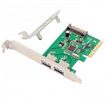 ORIENT AM-31U2PE-2A, Контроллер PCI-Ex4 v3.0, USB 3.2 Gen2 2-port ext Type-A, ASM1142 chipset, разъем доп.питания, в комплекте LP планка крепления 30046