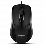 Мышь SVEN RX-110 USB чёрная 2+1кл. 1000DPI, цвет. картон, каб. 1,5м