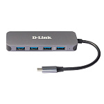 D-Link DUB-2340/A1A Концентратор с 4 портами USB 3.0 1 порт с поддержкой режима быстрой зарядки, 1 портом USB Type-C/PD 3.0 и разъемом USB Type-C