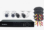 Falcon Eye FE-104MHD KIT Офис SMART Комплект видеонаблюдения. Гибридный регистратор с поддержкой AHD/TVI/CVI/IP/. Алгоритм сжатия H.264,Запись 1080N/100 кад./сек, 4 BNC входа