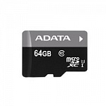 Micro SecureDigital 64Gb A-DATA AUSDX64GUICL10-RA1 MicroSDXC Class 10 UHS-I, SD adapter