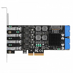 ORIENT NC-3U4419PEX4, Контроллер PCI-Ex4 v3.0,, USB 3.2 Gen1 USB 3.0, скорость до 5 Гбит/с, 4-port ext/4-port int 19-pin port, NEC D720201+ASM1806 chipset,Self powered+ разъем доп.питания 31356