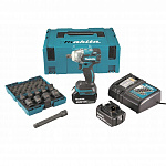 Makita DTW285RFJX Гайковерт ак уд б\щ, 18В,2 х 3Ач Liion,0-1800\2600\3500\м,280Нм,кв1\2",1.7кг,М10-20,MakPac,н-р акс